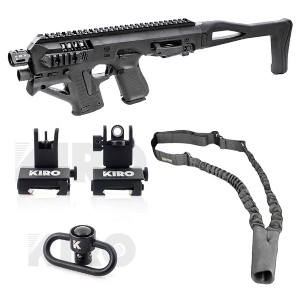 micro roni gen 4 advanced kit with afus flip up sights bungee sling qds swivel 2