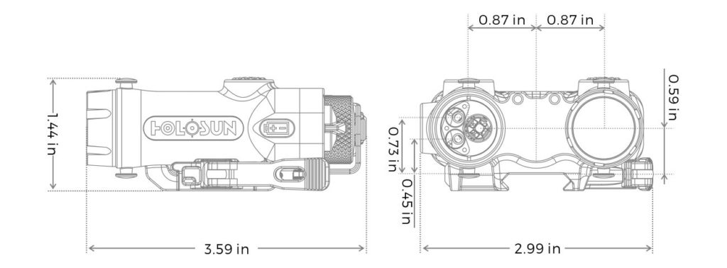 Holosun le420 rd le420 gr aio aiming module ir visible laser ir visible illuminator titanium dimensions