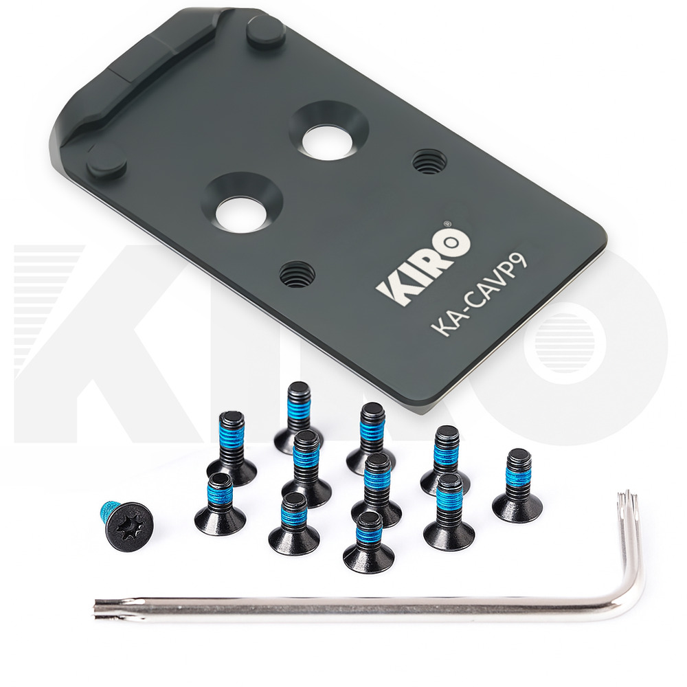 תושבת לכוונות 407C/507C/508T של Holosun ו-Osight C/XR עבור HK VP9 OR (KA-CAVP9) 2 תושבת KIRO KA-CAVP9 לכוונות Holosun 407C, 507C ו-Osight C עבור HK VP9 OR, עם ברגי ההתקנה